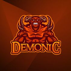 an angry bull mascot with the word demonic on it's chest