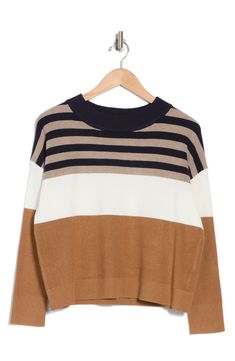 Striped Sweater For Layering In Fall, Oversized Striped Soft Knit Top, Oversized Horizontal Stripe Top For Fall, White Knit Sweater With Horizontal Stripes, Contrast Stripes Sweater For Layering, Striped Knit Sweater For Layering, Knit Tops With Contrast Stripes For Winter, Winter Knit Top With Contrast Stripes, Winter Knit Tops With Contrast Stripes