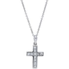 Sofer Jewelry - Channel Set Diamond Cross Pendant in 14K White Gold Classic Hallmarked Yellow Gold Diamond Necklace, Timeless 14k White Gold Jewelry Gift, Luxury Platinum Diamond Necklace With 17 Jewels, Exquisite Platinum Pendant Jewelry, Classic Round Diamond Necklace With Hallmark, Exquisite Diamond Necklace Hallmarked, Luxury Platinum Diamond Necklace For Anniversary, Exquisite Hallmarked Diamond Necklace, Luxury Diamond Jewelry For Formal Occasions