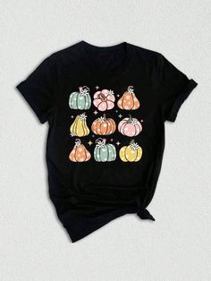 Are you ready to embrace the vibrant colors and cozy vibes of the fall season? Look no further than our Retro Pumpkin Shirt, the perfect addition to your autumn wardrobe.  As a true Fall Lover Shirt, this trendy piece captures the essence of pumpkin season. With its unique design and beautiful floral pumpkins, it effortlessly combines cute fall aesthetics with a touch of vintage charm.  Crafted with love and attention to detail, this Fall Vibes Shirt is a must-have for those who appreciate the b Colorful Crew Neck Top For Fall, Trendy Multicolor Tops For Fall, Trendy Multicolor Tops, Multicolor Casual Fall Shirt, Casual Multicolor Fall Shirt, Casual Multicolor Shirt For Fall, Funny Print Long Sleeve T-shirt For Fall, Fall Graphic Tee Shirt With Long Sleeves, Multicolor Graphic Print T-shirt For Fall