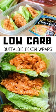 lettuce wraps filled with buffalo chicken are ready to be served in the freezer