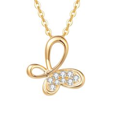 Valerie Diamond Infinity Butterfly Pendant Necklace in 18K Yellow Gold - FANCI ME Elegant Butterfly Diamond Necklace As Gift, Elegant Diamond Butterfly Necklace For Formal Occasions, Yellow Gold Infinity Diamond Necklace, Elegant Diamond Butterfly Necklace For Gift, Gold Diamond Infinity Necklace, Elegant Butterfly Diamond Necklace Gift, Diamond Butterfly Necklace In Yellow Gold As Gift, Elegant Yellow Gold Butterfly Clavicle Necklace, Gold Butterfly Necklace With Diamond Accents As Gift