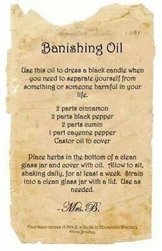 Banishing Oil, Magical Oils, Kitchen Witchcraft, Magic Energy, Banishing Spell, Hoodoo Spells, Pagan Crafts, Everyday Magic