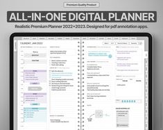 the all - in - one digital planner is displayed on a computer screen