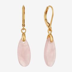 Features: PersonalizedEarring Back: Lever BackMetal Color: Gold ToneEarring Length: 40.7mmEarring Width: 8.9mmCare: Wipe CleanStone Type: 2 Genuine QuartzEarrings Style: Drop EarringsCountry of Origin: Imported Earrings Pink, Earrings Drop, Drop Earrings, Pink, Gold, Color