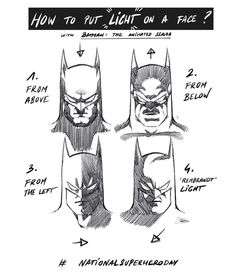 an image of batman's face and head with the words how to put light on a