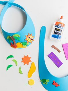 the craft kit is ready to be made with construction paper, glue and other items