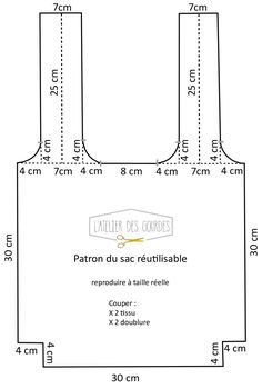 the pattern for an apron with measurements