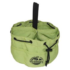 a green bag with two pockets in it