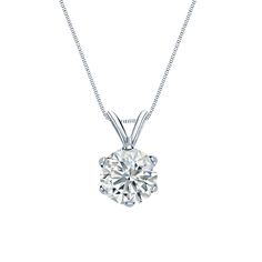 These magnificent diamond solitaire pendant come set in classic 14k white gold metal with a 6-Prong basket setting and round-cut natural diamond with a total weight of 1.00 ct. The pendant comes with a matching 18-inch box chain that secures with a spring ring clasp. Black Diamond Pendant, Black Diamond Studs, Diamond Solitaire Pendant, Halo Diamond Earrings, Solitaire Diamond Pendant, Colored Diamond Rings, Basket Setting, Halo Earrings, Black Diamond Ring