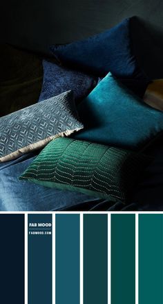 blue and green color scheme with pillows