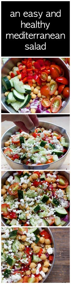 the steps to make an easy and healthy mediterranean salad