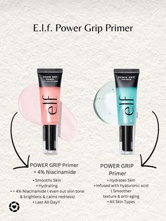 In love with this primer! E. I.f. Power Grip Primer - This primer grips your makeup and hold its together!! My skin is very sensitive to many products but these work out perfect I use the pink primer and it works great!! #elfcosmetics shuffles #elf #primerforoilyskin #primerforsensitiveskin #makeup #makeuptipsforbeginners Primer For Combo Skin, Elf Primer For Oily Skin, Makeup Products Primer, Drugstore Primer For Dry Skin, Make Up Primer Best, Primer Makeup Products, Elf Pink Primer, What Does Primer Do, Makeup Primer Best