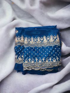 Unstitched. Dark Blue Pure Crepe Suit with embroidery. Semi-stitched Blue Salwar Kameez With Intricate Embroidery, Elegant Blue Unstitched Suit With Embroidered Border, Elegant Blue Blouse Piece With Intricate Embroidery, Elegant Blue Saree With Chikankari Embroidery, Semi-stitched Blue Blouse With Embroidered Border, Blue Semi-stitched Blouse With Embroidered Border, Unstitched Blue Traditional Wear With Intricate Embroidery, Elegant Blue Salwar Kameez With Embroidered Border, Blue Blouse Piece With Floral Embroidery For Wedding