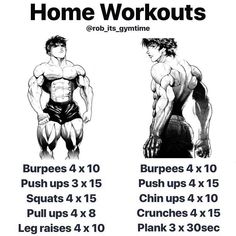 an image of a man's back and chest workout chart with the words home workouts on it