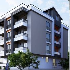 an artist's rendering of a two story apartment building