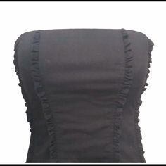 J. Crew Black Strapless Cotton Ruffle Dress 8 Y2k Vibes With Vertical Ruffles On Bust Silicone Elastic To Securely Keep In Place Hanger Straps Shown In Photos Us Women's Size 8 Approx 15in Front Bust Approx 33in Long New With Tags (Nwt) Bundle With Other Item(S) For An Automatic Discount Black Bandeau Tube Top With Ruffles, Fitted Cotton Tube Top With Ruffles, Black Y2k Style Tube Top For Summer, Black Y2k Tube Top For Summer, Black Strapless Y2k Tube Top, Black Y2k Strapless Tube Top, Black Strapless Cotton Mini Dress, Black Strapless Cotton Dress, Black Cotton Strapless Dress