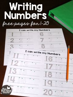 the writing numbers worksheet is on top of two sheets of paper