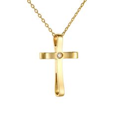 18K Yellow Gold Religious Pendant / Baptism Gift / Diamond Qualite VS / Colour Diamond G White / Diamond 0.03ct Luxury Diamond Cross Pendant Necklace For Formal Occasions, Diamond White Cross Pendant Necklace For Formal Events, Elegant Diamond White Cross Pendant Necklace, Elegant Diamond White Crucifix Diamond Necklace, Wedding Jewelry With Cross Pendant, White Gold Formal Cross Pendant Necklace, Luxury Cross Necklace For Formal Occasions, Luxury White Gold Cross Necklace For Formal Occasions, Formal Diamond White Cross Diamond Necklace