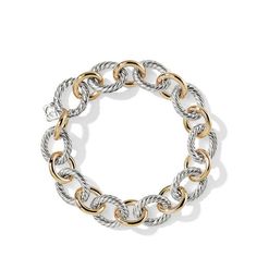 David Yurman The Chain Collection Bracelet in Silver and 18-Karat Yellow Gold Luxury Round Cable Chain Bracelet, Luxury White Gold Cable Chain Bracelet, Yurman Bracelet, David Yurman Bracelet, Bracelet In Silver, Amulet Necklace, Link Chain Bracelet, Bridal Engagement Rings, The Chain