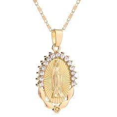 New Lady of guadalupe Pendant with STAINLESS STEEL chain Virgen Maria,mary lady, Virgen de Guadalupe,religious, Gold tone ,La virgen maria necklace,Virgen de Guadalupe. ➡️60cm Stainless steel chain gold tone (necklace is not as the pictures you will received different gold tone, if we have it in stock we will send as the picture but if not you will received another kind gold tone necklace ➡️💕💕 Esta cadena esta bella con virgen maria,Guadalupe. ➡️🛑🛑due to camera light color might be a slightl Gold Virgin Mary Medallion Charm, Gold Virgin Mary Medallion, Gold Medallion With Virgin Mary, Gold Crucifix Necklace With Miraculous Medal, Gold Our Lady Of Guadalupe Medallion, Virgen Of Guadalupe, Maria Necklace, Dog Loss Sympathy, Pet Loss Dog