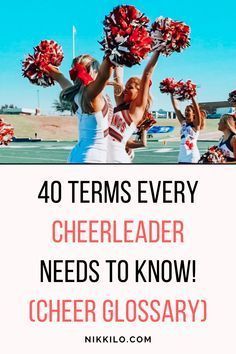 cheerleaders holding pom poms in the air with text overlay that says 40 teams every cheerleader needs to know