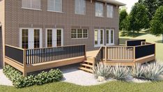 an artist's rendering of a house with deck and patio