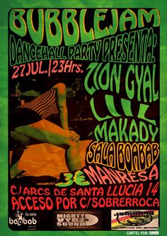 the poster for an event in mexico with various colors and font on it, as well as