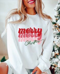 Merry Merry Merry Shirt, Holiday Shirt Designs, Merry Christmas Sweater, Christmas Hoodie Ideas, Christmas Crewneck Sweatshirt Cricut, Cute Christmas Sweatshirts, Christmas Hoodies Design, Christmas Sweatshirts Vinyl