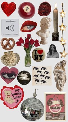 many different items are grouped together to form a collage