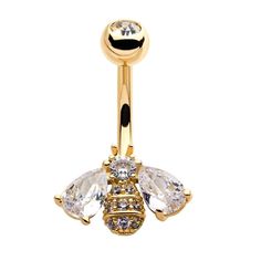 PRICES MAY VARY. STYLE: Golden Honey Bee with Clustered CZ & Beads Navel Belly Button Ring MATERIAL: Gold tone Plated 316L Surgical Stainless Steel & Cubic Zirconia Crystals GAUGE/BAR THICKNESS: 14GA (1.6mm) BARBELL LENGTH: 7/16" (11.2mm) Crystal Gauges, Owl Earrings Studs, Raven Necklace, Golden Honey, Body Jewelry Piercing, Belly Button Ring, Button Ring, Moonstone Earrings, Body Piercing Jewelry