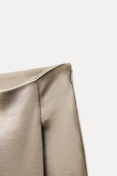 WIDE LEG SATIN PANTS - Stone | ZARA United States Stretch Sweatpants With Pull-on Style, Fitted Bottoms With Zip Fly For Fall, High Stretch Long Pants For Work, Stretch Straight Sweatpants With Pull-on Style, Chic Fitted Bottoms With Zip Fly, Comfort Stretch Straight Pants For Fall, Chic Fitted Solid Sweatpants, Chic Fitted Straight Leg Sweatpants, Chic Fitted Sweatpants