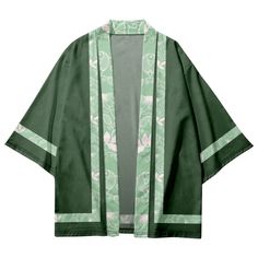 Flourish the lands with this beautiful Green Haori! Walk with grace with this original design! Made with quality material and original print design. Green Haori, Green Kimono, Oversized Top, Hawaiian Style, Japanese Women, Green Pattern, Kimono Fashion