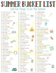 a summer bucket list with lots of fun things to do