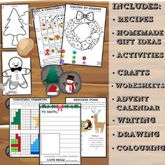 christmas themed activities for kids and adults to do on the holiday season, including coloring pages