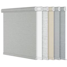 four different shades of blinds on a white background