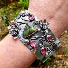 Brand New Handmade Ethnic Faceted Fiery Labradorite And Rubellite Butterfly And Flowers Silver Cuff Bracelet. 925 Stamped New To Poshmark? Use Referral Code Kimberlyn222 To Receive $10. Bohemian Multi-stone Cuff Bracelet As Gift, Precious Stones Bracelet, Turquoise Stone Bracelet, Contemporary Handmade Jewelry, Soldered Jewelry, Butterfly And Flowers, Floral Cuff, Anklets Boho, Cz Bracelet