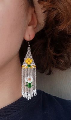 Seed Bead Daisy, Bead Daisy, Daisy Jewelry, Flowers Handmade, Seed Bead, Best Gift, Beautiful Earrings, Beaded Earrings, Seed Beads