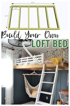 the loft bed is made from an old ladder