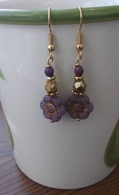 Hypoallergenic Purple Flower Jewelry, Adjustable Purple Jewelry With Lever Back Ear Wires, Purple Flower Shaped Earrings, Lavender Flower-shaped Earrings For Gifts, Elegant Lavender Flower Earrings With Ear Wire, Purple Flower-shaped Nickel-free Jewelry, Purple Nickel-free Flower-shaped Jewelry, Elegant Adjustable Purple Flower Earrings, Purple Nickel-free Flower Jewelry