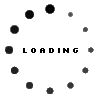 the words loading are written in black and white circles on a white background with small dots