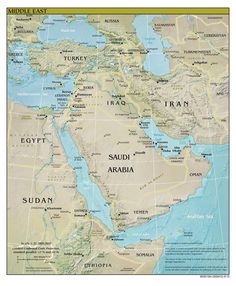 the middle east is shown in this map