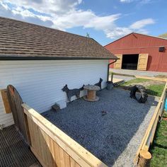 the back yard is empty and ready to be used as an outdoor space for dogs