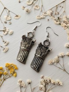 Greek broken column earrings. Greek Earrings, Greek Jewelry, Jewelry Earrings Dangle, Etsy Earrings, Dangle Drop Earrings, Dangle Earrings, Handmade Items, Jewelry Earrings, United States