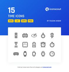 the 15 time icons are displayed on a blue and white background