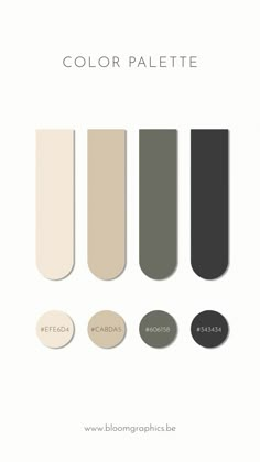 the color palette is shown in shades of neutral, black and white with different colors