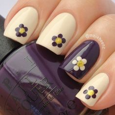 #clubedoesmalte #nailart Unghie Nail Art, Fall Nail Art Designs, Nail Art For Beginners, Daisy Nails, Purple Nail, Spring Nail Art, Fall Nail Art, Cute Nail Designs, Fancy Nails