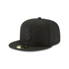 Sport meets fashion. The Seattle Mariners Basic 59FIFTY Fitted Cap features an embroidered Mariners logo at the front panels with the MLB Batterman logo at the rear and a gray undervisor. All Black Hat, Mariners Logo, Chicago Cubs World Series, Red Sox Logo, Sports Meet, Stylish Caps, New Era Hat, Black Crown, New Era Fitted