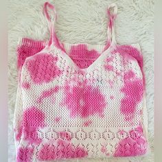 Pink Tie Dye Knit Beach Dress Size Us 4 Brand New, Came Without Tags White Crochet Dress For Vacation, White Cotton Crochet Summer Dress, White Crochet Knit Dress For Vacation, White V-neck Crochet Knit Dress, White Crochet Knit Dress With V-neck, Casual White Crochet Dress With Open Knit, White Crochet Dress For Summer, White Crochet Dress With Open Knit For Day Out, Casual Crochet Pointelle Knit Dress For Vacation