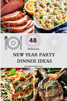 new year party dinner ideas with text overlay